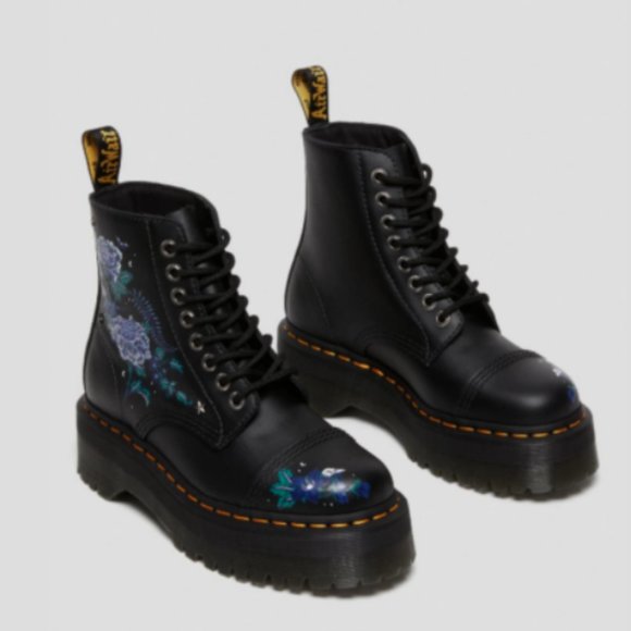 Dr. Martens SINCLAIR MYSTIC FLORAL LEATHER PLATFORM BOOTS MSRP$220 UniqueDetails - Picture 4 of 11